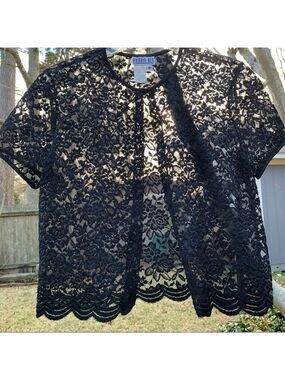 ROBBIE BEE black lace cropped shrug cardigan jacket sexy formal cocktail